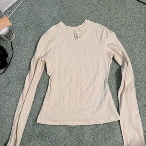 Skims Bone Cotton Jersey Long Sleeve